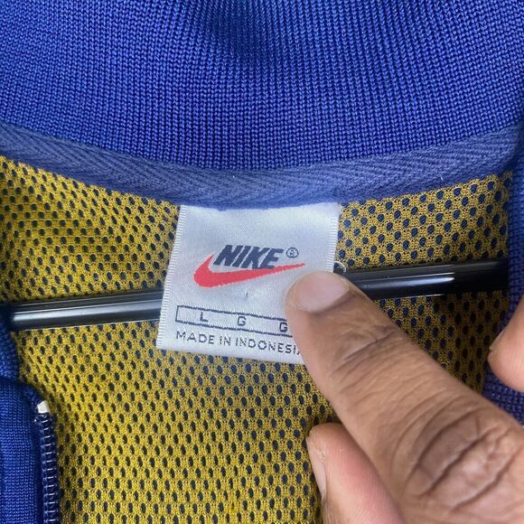 Nike Men's Size L Blue Windbreaker Short Sleeve Spellout Full Zip Vintage 2000's - Picture 6 of 12